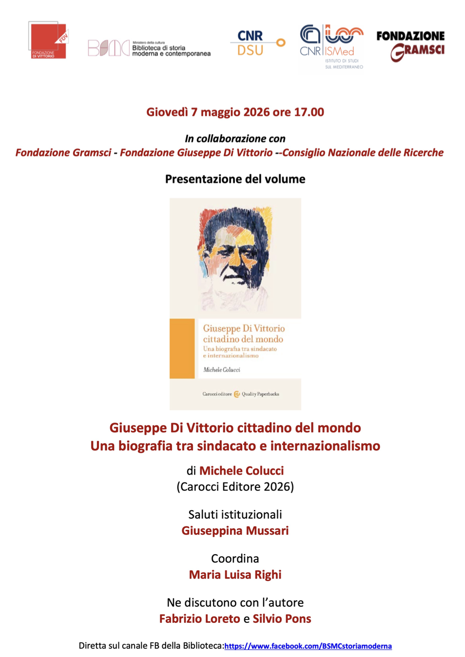 Presentazione del libro: "Giuseppe Di Vittorio cittadino del mondo. Una biografia tra sindacato e internazionalismo" di Michele Colucci